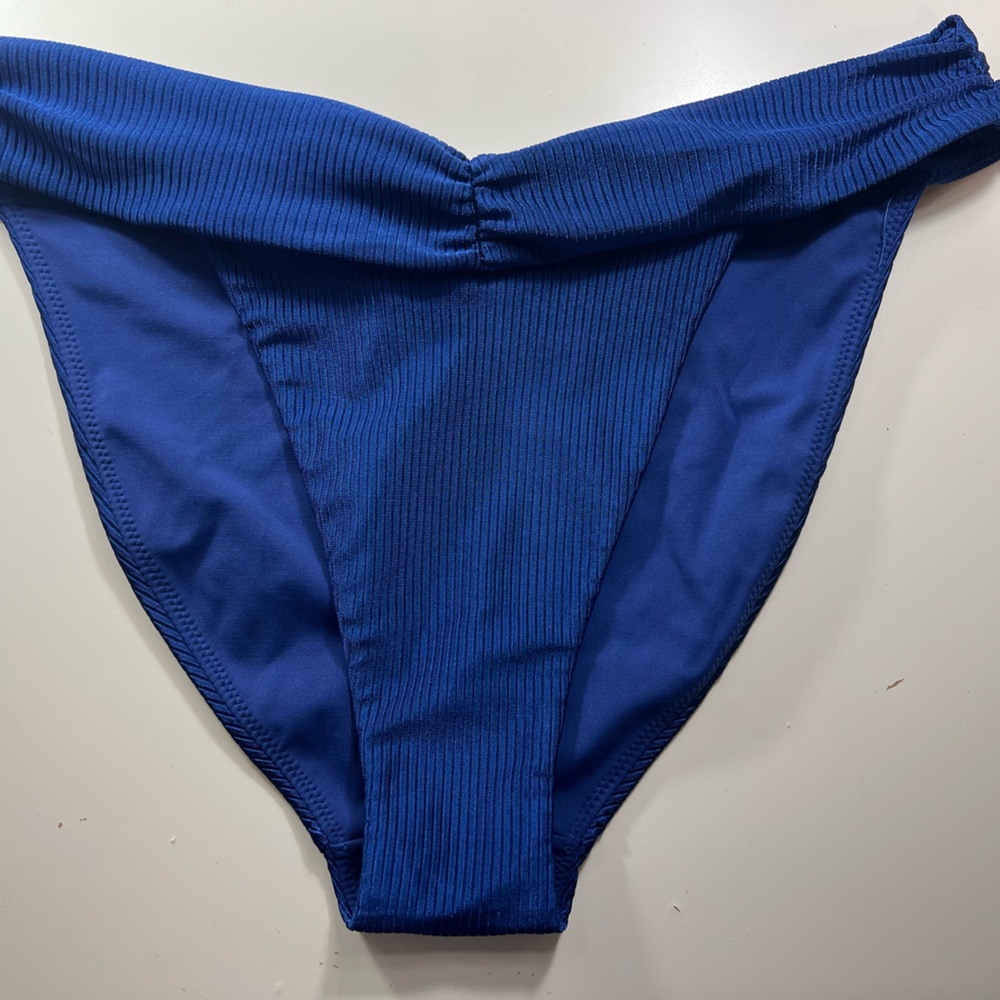 Blue Ribbed Bikini Bottom